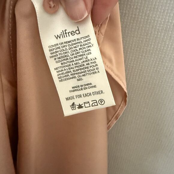 Wilfred Aritzia Silky Front Tie Crop Blouse Top 2XS Orange Minimalist Cupro XXS - Picture 3 of 10